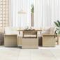 Preview: ARDEBO.de - 7-teiliges Garten-Sofa-Set mit Kissen Beige Poly Rattan Akazie