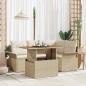 Preview: ARDEBO.de - 5-teilige Garten-Essgruppe mit Kissen Beige Poly Rattan Akazie