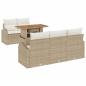 Preview: 6-teiliges Garten-Essset mit Kissen Beige Poly Rattan Akazie