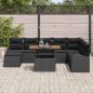 Preview: 9-teiliges Garten Esstischset mit Kissen Schwarz Poly Rattan Akazie