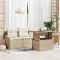 Preview: ARDEBO.de - 5-teiliges Garten Esstisch Set mit Kissen Beige Poly Rattan Akazie