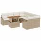 Preview: 9-teiliges Garten Essset mit Kissen Beige Poly Rattan Akazie