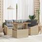 Preview: ARDEBO.de - 5-teiliges Garten Esszimmer Set mit Kissen Beige Poly-Rattan Akazie