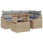 Preview: 5-teiliges Garten Esszimmer Set mit Kissen Beige Poly-Rattan Akazie