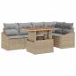Preview: 6-teiliges Garten Essgruppen-Set mit Kissen Beige Poly Rattan Akazie