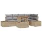 Preview: 6-teiliges Garten Essplatz Set mit Kissen Beige Poly Rattan Akazie