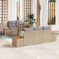 Preview: ARDEBO.de - 6-teiliges Garten Essset mit Kissen Beige Poly-Rattan Akazie