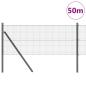 Preview: Schweißdrahtzaun mit 13 Pfosten Grau 0.6x50 m Stahl