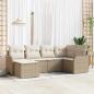 Preview: ARDEBO.de - 6-teiliges Garten Sofa Set mit Kissen Beige Poly Rattan, 2-Sitzer Garten Sofa mit Stauraum & Kissen Beige Poly Rattan