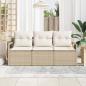 Preview: 3-teiliges Garten Sofa Set mit Kissen Beige Poly Rattan, 2-Sitzer Garten Sofa mit Stauraum & Kissen Beige Poly Rattan