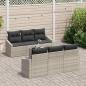 Preview: 7-teiliges Garten-Sofa-Set mit Kissen Hellgrau Poly-Rattan