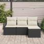 Preview: 4-teiliges Garten-Sofaset mit Kissen Schwarz Poly-Rattan