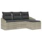Preview: 4-teiliges Garten Sofa Set mit Kissen Hellgrau Poly-Rattan