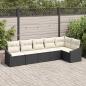 Preview: ARDEBO.de - 6-teiliges Garten-Esszimmer Set mit Kissen - Schwarzes Poly-Rattan