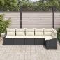 Preview: 6-teiliges Garten-Esszimmer Set mit Kissen - Schwarzes Poly-Rattan