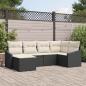 Preview: ARDEBO.de - Garten Essgruppe Set von 6 Beige, Schwarz Rattan, Polyester Kissen