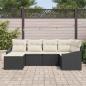 Preview: Garten Essgruppe Set von 6 Beige, Schwarz Rattan, Polyester Kissen