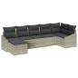 Preview: ARDEBO.de - 7-teiliges Garten Esszimmer Set mit Kissen Hellgraues Poly Rattan