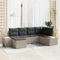 Preview: ARDEBO.de - 6-teilige Garten-Sofa-Garnitur mit Kissen Hellgrau Poly Rattan