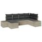 Preview: 6-teilige Garten-Sofa-Garnitur mit Kissen Hellgrau Poly Rattan