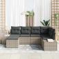 Preview: 6-teilige Garten-Sofa-Garnitur mit Kissen Hellgrau Poly Rattan