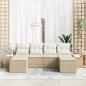 Preview: 6-teiliges Garten Sofa Set mit Kissen Beige Poly Rattan