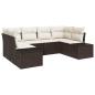 Preview: 6-teiliges Garten Sofa Set mit Kissen Braun Poly Rattan