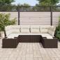 Preview: 6-teiliges Garten Sofa Set mit Kissen Braun Poly Rattan