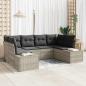 Preview: ARDEBO.de - Gartensofa-set 6 stk. 6-Sitzanzahl Hellgrau Poly Rattan