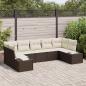 Preview: ARDEBO.de - 7-teiliges Garten Sofa Set mit Kissen Braun Poly Rattan