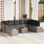 Preview: ARDEBO.de - 10-teiliges Garten Sofa Set mit Kissen Graues Poly Rattan