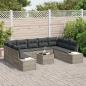 Preview: 10-teiliges Garten Sofa Set mit Kissen Graues Poly Rattan