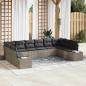 Preview: ARDEBO.de - 10-teiliges Garten-Sofa-Set mit Kissen Grau Poly-Rattan