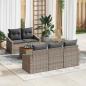 Preview: ARDEBO.de - Garten Sofa Set mit Kissen Grau Poly Rattan Akazie