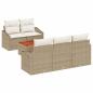 Preview: 6-teiliges Garten Sofa Set mit Kissen Beige Poly Rattan Akazie