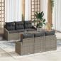 Preview: ARDEBO.de - 7-teiliges Garten-Sofa-Set mit Kissen Grau Poly Rattan Akazie