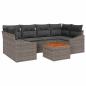 Preview: 7-teiliges Garten-Sofa-Set mit Kissen Grau Poly-Rattan Akazie