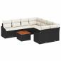 Preview: 9-teiliges Garten-Sofa-Set mit Kissen Schwarz Poly Rattan Akazie