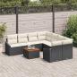 Preview: 9-teiliges Garten-Sofa-Set mit Kissen Schwarz Poly Rattan Akazie