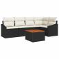 Preview: 6-teiliges Garten-Sofa-Set mit Kissen in Schwarz Poly-Rattan Akazie