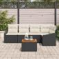 Preview: 6-teiliges Garten-Sofa-Set mit Kissen in Schwarz Poly-Rattan Akazie
