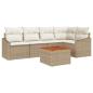 Preview: 6-teiliges Garten-Sofaset mit Kissen Beige Poly Rattan Akazie