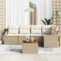 Preview: 6-teiliges Garten-Sofaset mit Kissen Beige Poly Rattan Akazie