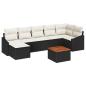 Preview: 8-teiliges Garten-Sofa-Set mit Kissen Schwarz Poly Rattan Akazie