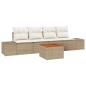 Preview: 5-teiliges Garten-Sofa-Set mit Kissen Beige Poly Rattan Akazie