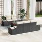 Preview: ARDEBO.de - 6-teiliges Garten-Sofa-Set mit Kissen in Schwarz Poly-Rattan Akazie