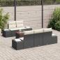 Preview: 6-teiliges Garten-Sofa-Set mit Kissen in Schwarz Poly-Rattan Akazie