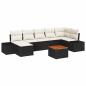 Preview: 8-teilige Garten Sofa Set mit Kissen Schwarz Poly Rattan Akazie