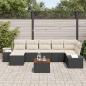Preview: 8-teilige Garten Sofa Set mit Kissen Schwarz Poly Rattan Akazie