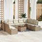 Preview: ARDEBO.de - 10-teiliges Garten Sofa Set mit Kissen Beige Poly Rattan Akazie